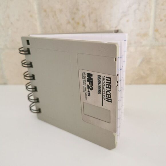 Upcycled Floppy Disk Notebook, Guy Gift for Dad Lined Paper Vintage 90s Computer - Picture 5 of 7